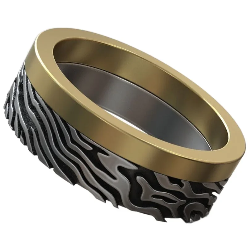 Fitness Tracker Band - Обручальное кольцо Mokume Gane с дамасским