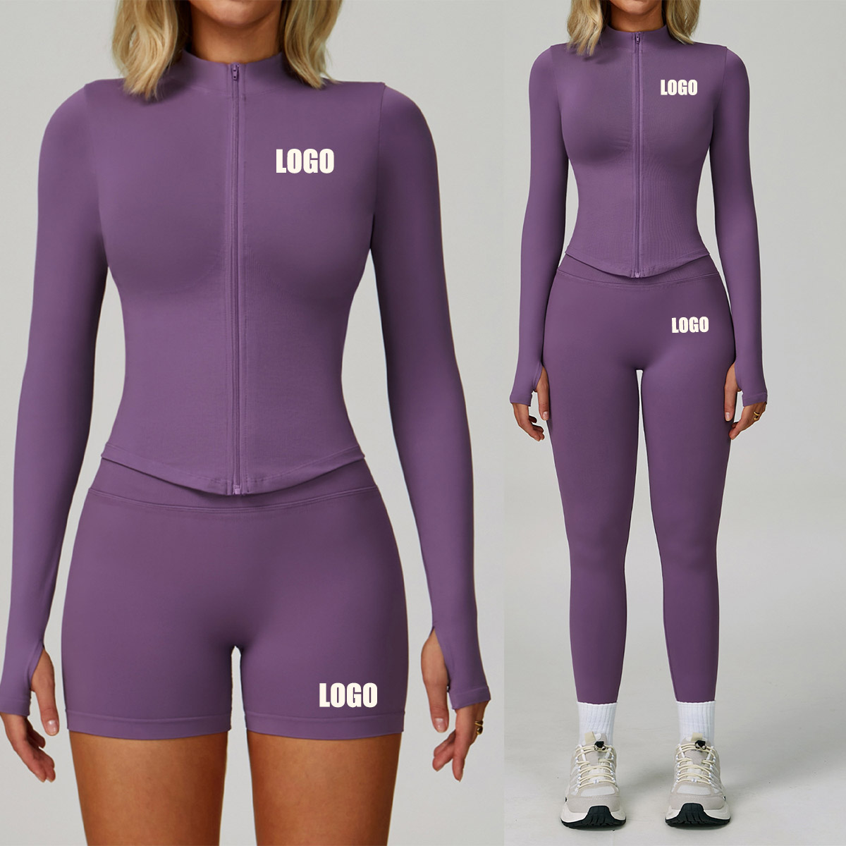 Yoga Fitness Logo - Женский бесшовный плотный быстросохнущий костюм для